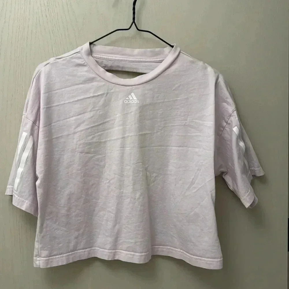 Adidas Open Back Crop Top Size Small Athletic Workout T Shirt Great Condition - Picture 1 of 5